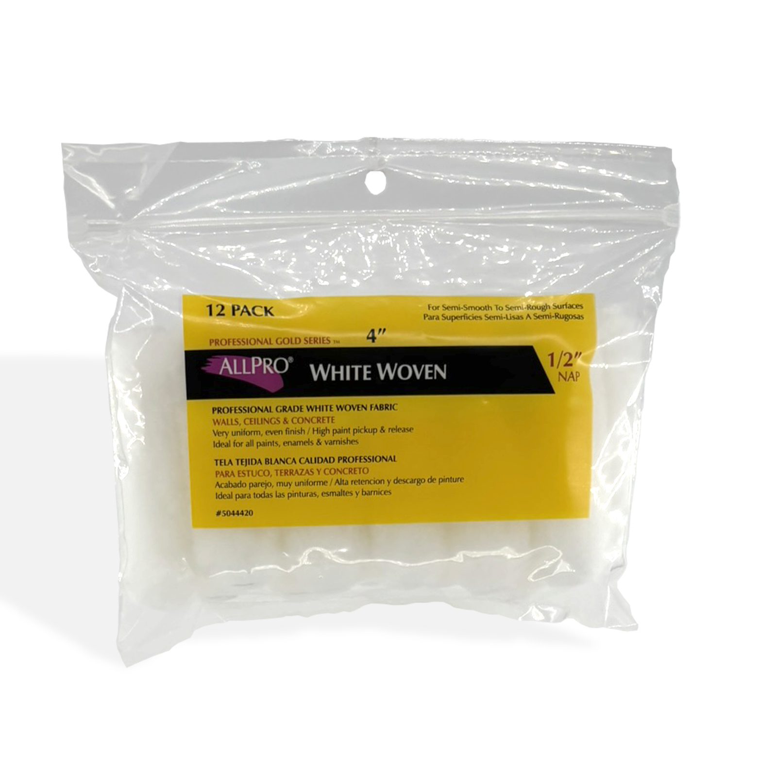 ALLPRO - Rodillos tejidos blancos de 4"